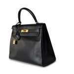 Kelly Retourne Black Box Calfskin Gold Plated Y Stamp - Image 8