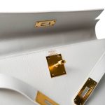 Kelly Sellier 28 White Veau Graine Gold Plated W Circle Stamp - Image 11