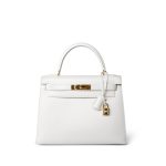 Kelly Sellier 28 White Veau Graine Gold Plated W Circle Stamp - Image 13