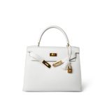 Kelly Sellier 28 White Veau Graine Gold Plated W Circle Stamp - Image 3