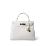 Kelly Sellier 28 White Veau Graine Gold Plated W Circle Stamp - Image 16