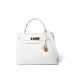 Kelly Sellier 28 White Veau Graine Gold Plated W Circle Stamp