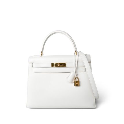 Kelly Sellier 28 White Veau Graine Gold Plated W Circle Stamp