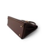 Kelly 28 Maroon Box Calfskin Gold Plated B Square Stamp - Image 7