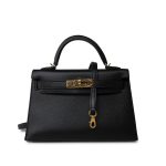 Mini Kelly 20 Sellier Black Veau Epsom Gold Plated Hardware D Stamp