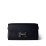 Constance Long To Go Wallet Bleu Nuit Epsom Palladium Plated B Stamp