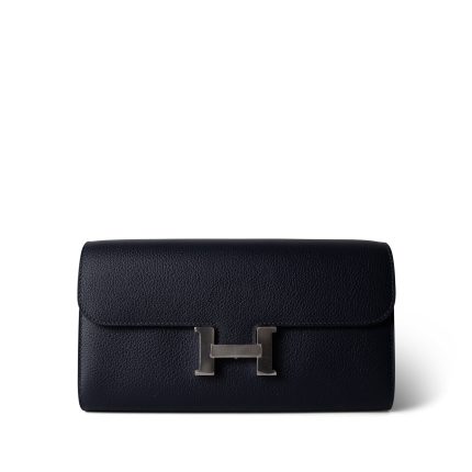 Constance Long To Go Wallet Bleu Nuit Epsom Palladium Plated B Stamp