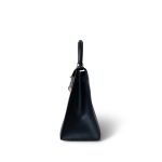 Kelly 28 Sellier Navy Box Calfskin Gold Plated X Circle Stamp - Image 3