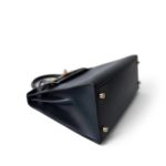 Kelly 28 Sellier Navy Box Calfskin Gold Plated X Circle Stamp - Image 6