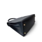 Kelly 28 Sellier Navy Box Calfskin Gold Plated X Circle Stamp - Image 7