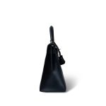 Kelly 28 Sellier Navy Box Calfskin Gold Plated X Circle Stamp - Image 5