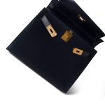 Kelly 28 Sellier Navy Box Calfskin Gold Plated X Circle Stamp - Image 11