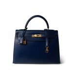 Kelly Sellier 32 Blue Box Calfskin Gold Plated (U) Stamp