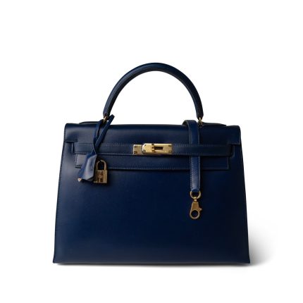Kelly Sellier 32 Blue Box Calfskin Gold Plated (U) Stamp