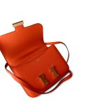 Orange Feu Constance 18 Veau Epsom Leather Gold Plated Hardware X Stamp - Image 14
