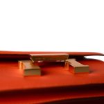 Orange Feu Constance 18 Veau Epsom Leather Gold Plated Hardware X Stamp - Image 16