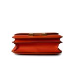 Orange Feu Constance 18 Veau Epsom Leather Gold Plated Hardware X Stamp - Image 5
