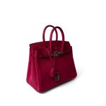 Birkin 25 Rose Shocking Chèvre Palladium Plated K Square Stamp - Image 2