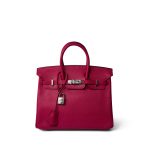Birkin 25 Rose Shocking Chèvre Palladium Plated K Square Stamp