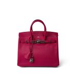 Birkin 25 Rose Shocking Chèvre Palladium Plated K Square Stamp - Image 3