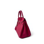 Birkin 25 Rose Shocking Chèvre Palladium Plated K Square Stamp - Image 12