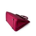 Birkin 25 Rose Shocking Chèvre Palladium Plated K Square Stamp - Image 6