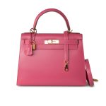 Kelly 28 Rose Lipstick Veau Tadelakt Gold Plated Hardware C Stamp