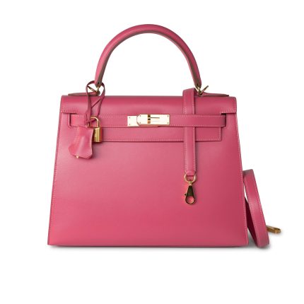 Kelly 28 Rose Lipstick Veau Tadelakt Gold Plated Hardware C Stamp
