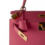 Kelly 28 Rose Lipstick Veau Tadelakt Gold Plated Hardware C Stamp - Image 6