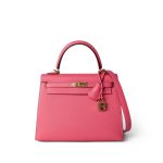 Kelly Sellier 25 Rose Azalee/ Pink Veau Epsom Gold Plated C Stamp