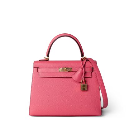 Kelly Sellier 25 Rose Azalee/ Pink Veau Epsom Gold Plated C Stamp