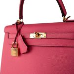 Kelly Sellier 25 Rose Azalee/ Pink Veau Epsom Gold Plated C Stamp - Image 3