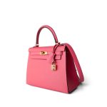 Kelly Sellier 25 Rose Azalee/ Pink Veau Epsom Gold Plated C Stamp - Image 8