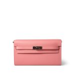 Kelly Wallet To Go Rose Confetti Veau Epsom Palladium Plated U Stamp