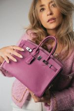 Birkin 25 Cyclamen Veau Epsom Palladium Plated L Square Stamp - Image 2