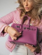 Birkin 25 Cyclamen Veau Epsom Palladium Plated L Square Stamp - Image 3