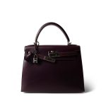 Kelly Sellier 28 Plum Box Calfskin Palladium Plated [F] Stamp - Image 14