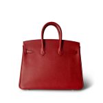 Birkin 25 Rouge Casaque Epsom Palladium Plated [P] Stamp - Image 3