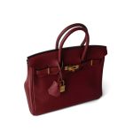 Birkin 25 Rouge Grenat Togo Gold Plated X Stamp - Image 15