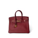 Birkin 25 Rouge Grenat Togo Gold Plated X Stamp - Image 8