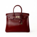 Birkin 35 Rouge Box Calfskin Gold Plated G Square Stamp