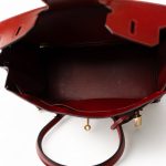 Birkin 35 Rouge Box Calfskin Gold Plated G Square Stamp - Image 15
