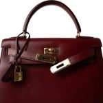 Kelly 28 Rouge H Box Calfskin Gold Plated Y Circle Stamp - Image 3