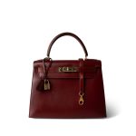 Kelly 28 Rouge H Box Calfskin Gold Plated Y Circle Stamp