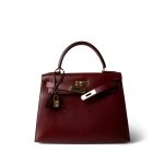 Kelly 28 Rouge H Box Calfskin Gold Plated Y Circle Stamp - Image 2