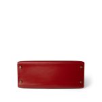 Kelly 28 Sellier Red (Rouge) Box Calfskin Gold Plated T Circle Stamp - Image 8