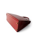 Kelly 28 Sellier Red (Rouge) Box Calfskin Gold Plated T Circle Stamp - Image 5