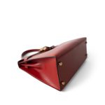 Kelly 28 Sellier Red (Rouge) Box Calfskin Gold Plated T Circle Stamp - Image 7