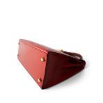 Kelly 28 Sellier Red (Rouge) Box Calfskin Gold Plated T Circle Stamp - Image 13