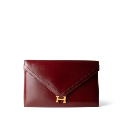 Lydie Rouge H Box Calfskin Gold Plated S Circle Stamp